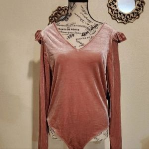 Celebrating Pink Velour Bodysuit